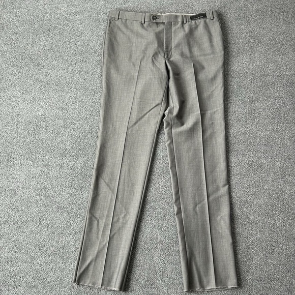 Riviera by Jack Victor Pants Men 40 Kobe Grey Kid Mohair Wool Blend Unhemmed